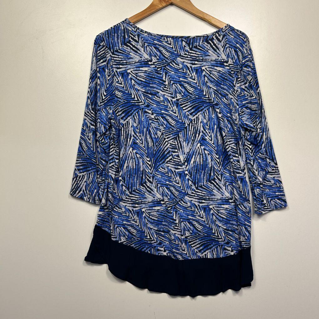 Blue Illusion Blue Print Top - Size 16