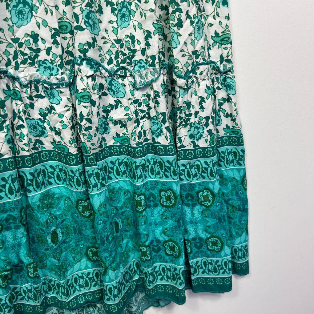 Teal Floral Boho Maxi Dress - Size 16