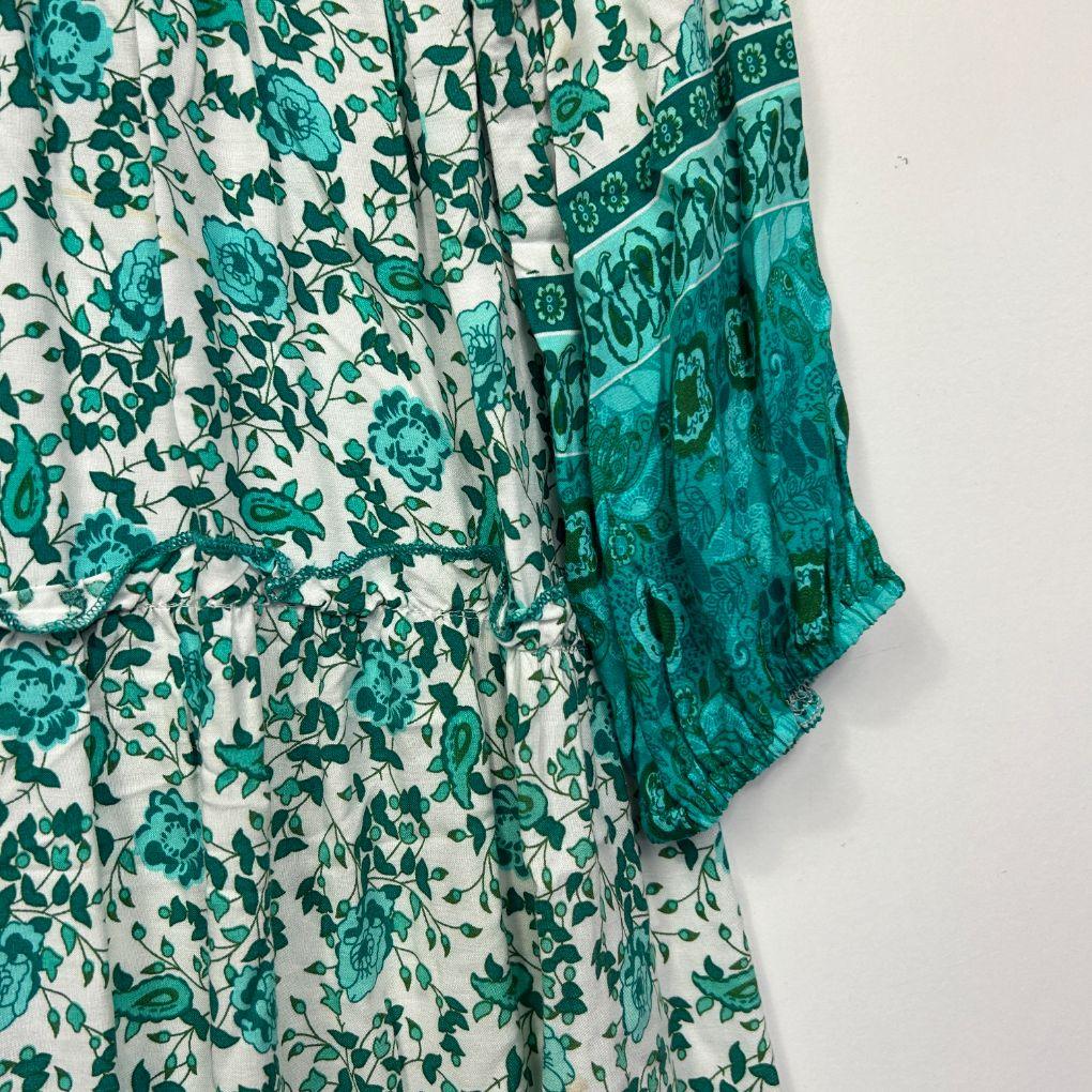 Teal Floral Boho Maxi Dress - Size 16