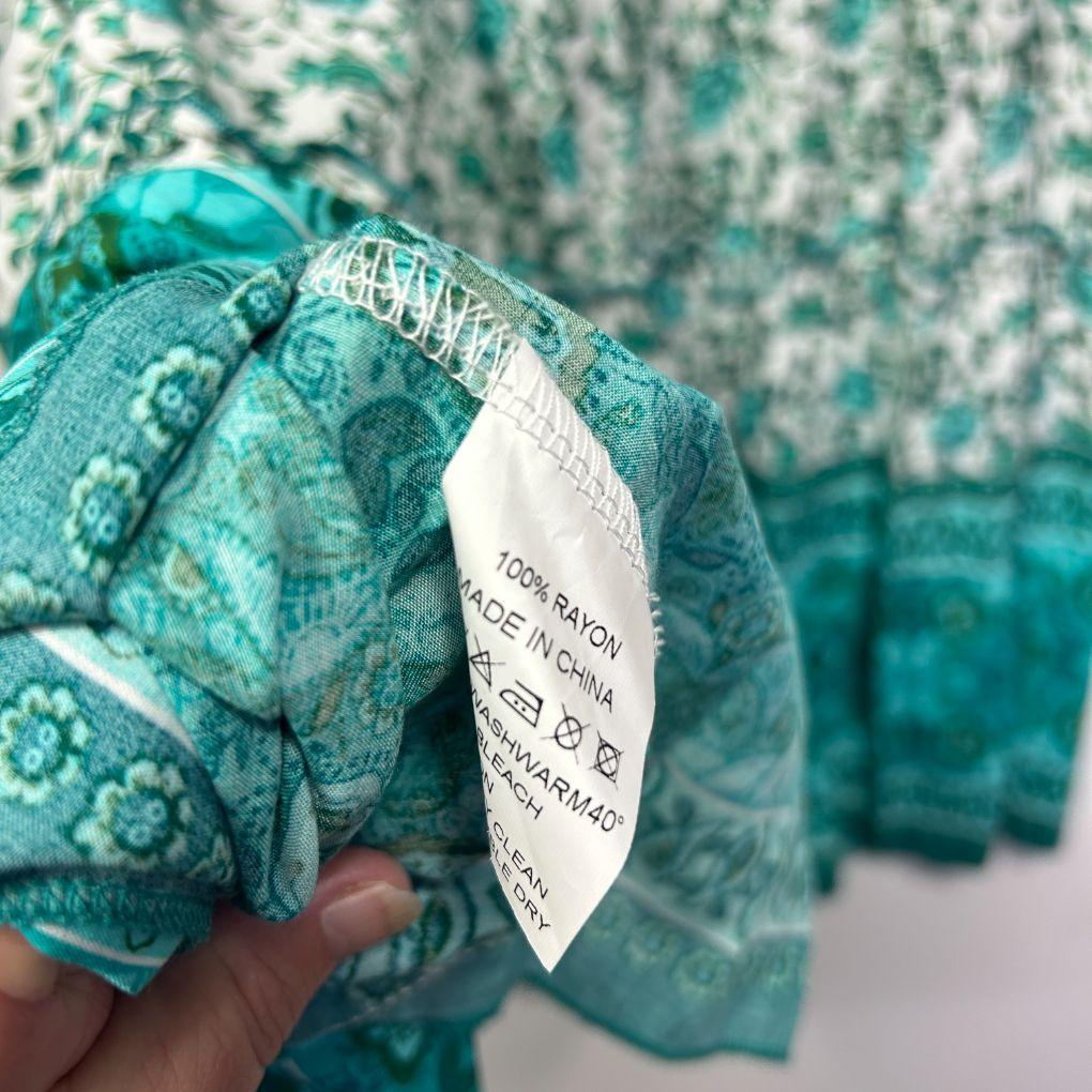 Teal Floral Boho Maxi Dress - Size 16