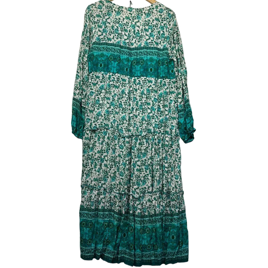 Teal Floral Boho Maxi Dress - Size 16