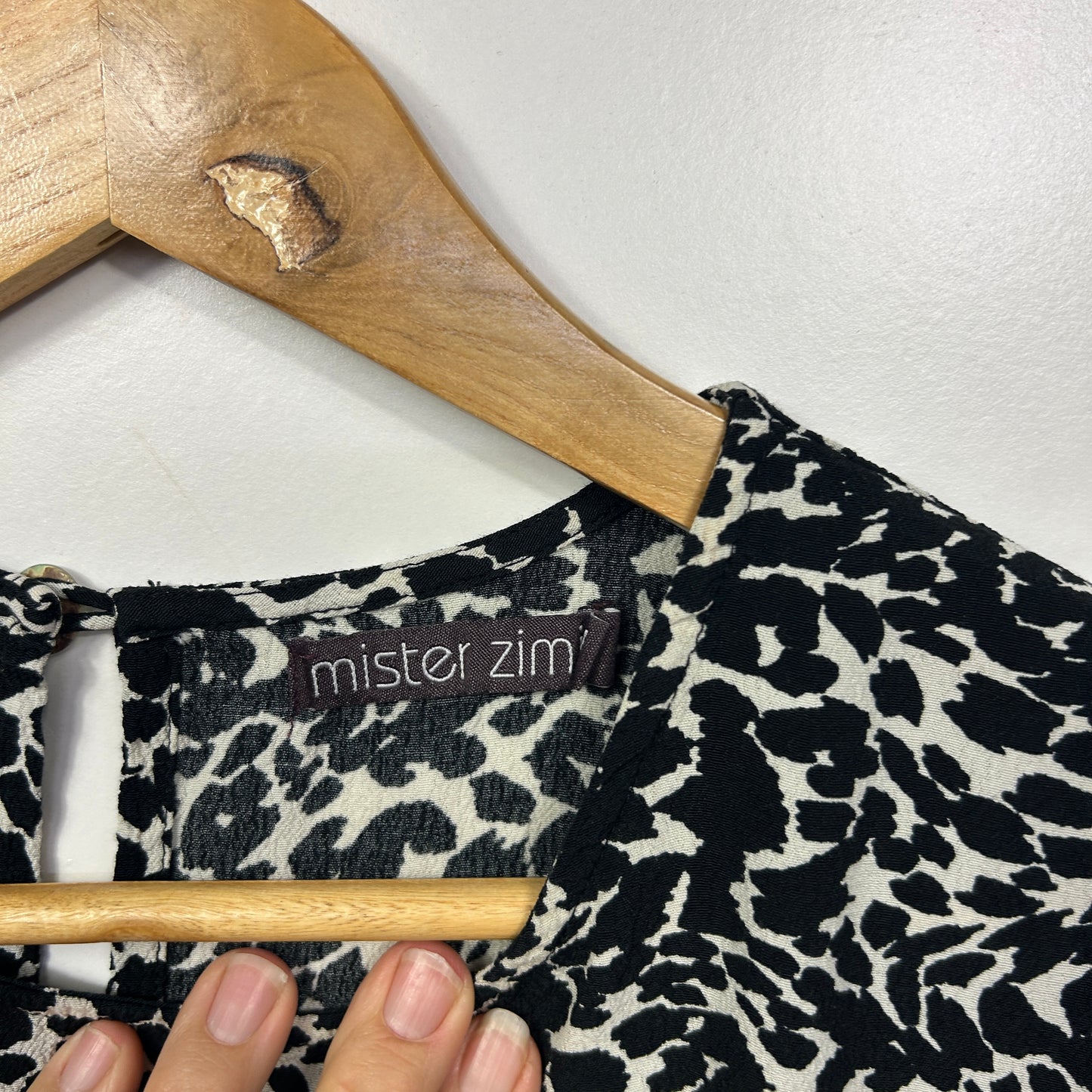 Mister Zimi Black and White Animal Print Top - Size 14