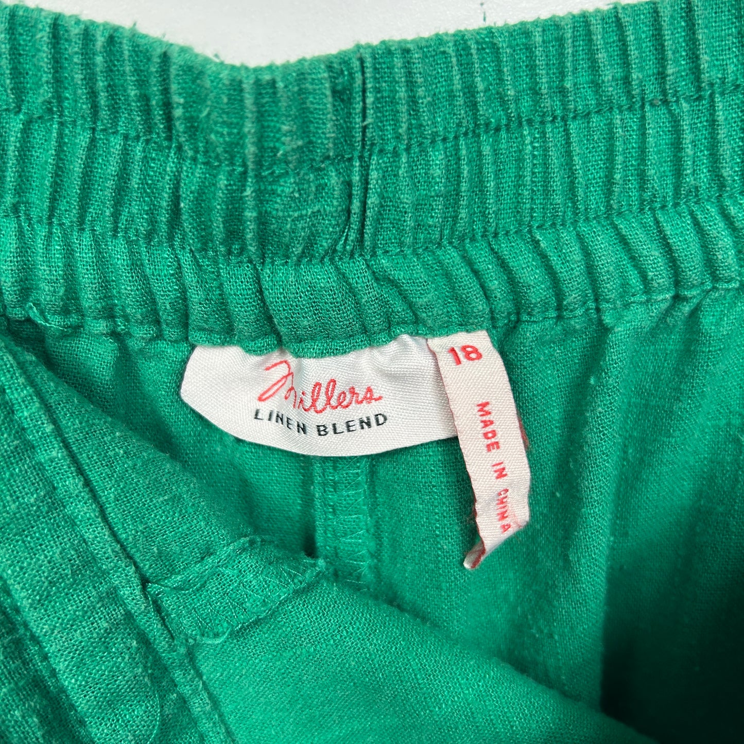 Millers Linen Blend Pants Size 18 Green Pockets