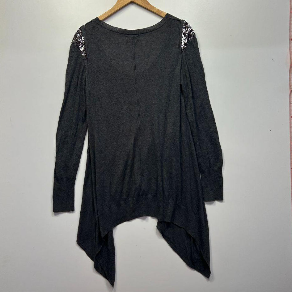 Jag Charcoal Sequin Knit Top - Size XL
