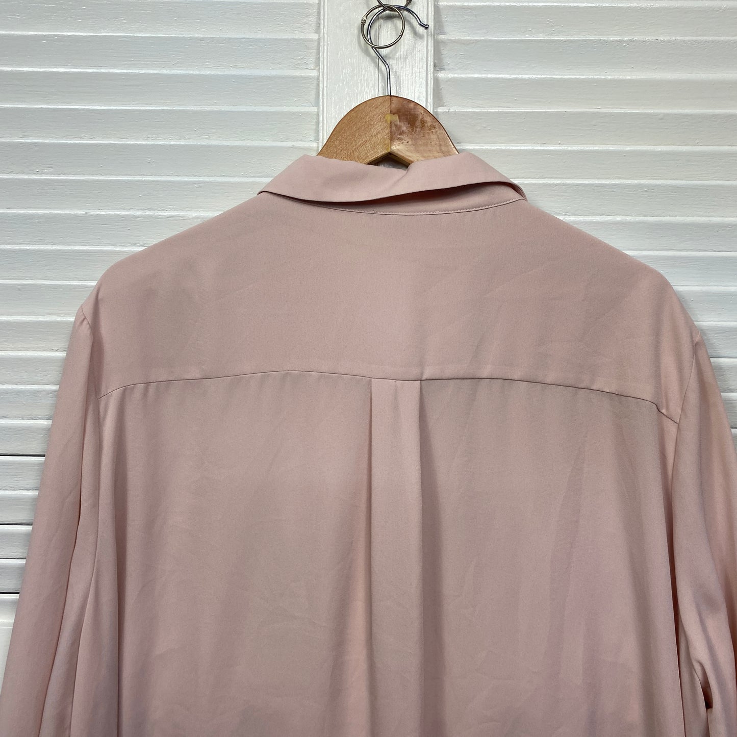 Basque Top Size 24 Long Sleeve Pink Button Up Roll Tab Sleeve