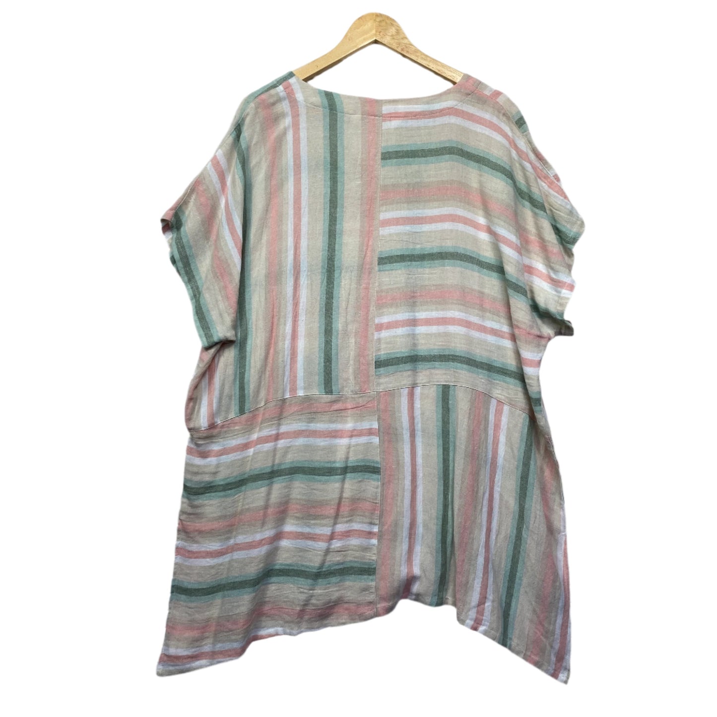 Virtuelle Top Size 22 Short Sleeve Striped Multicoloured Linen Blend