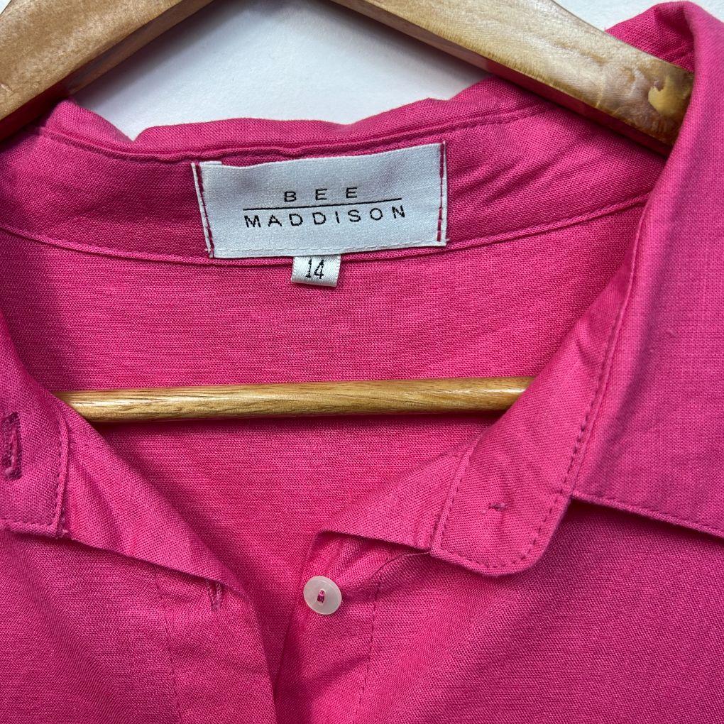 Bee Maddison Pink Linen Top - Size 14