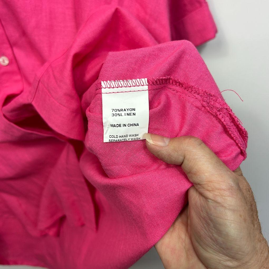 Bee Maddison Pink Linen Top - Size 14