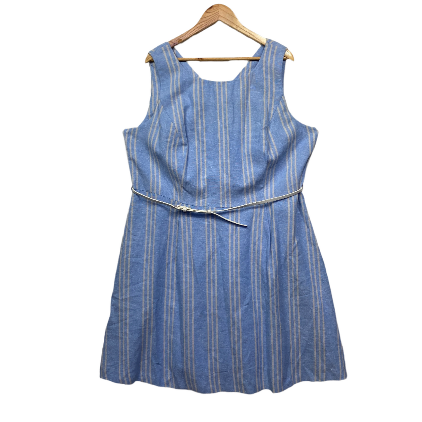 Tu Dress Linen Size 22 Plus Blue Fit & Flare Cocktail Office Sleeveless