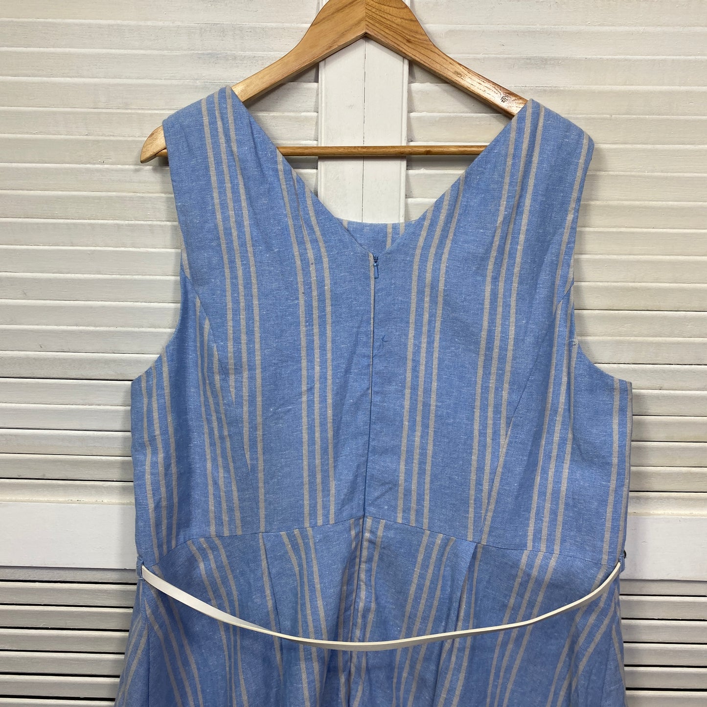 Tu Dress Linen Size 22 Plus Blue Fit & Flare Cocktail Office Sleeveless