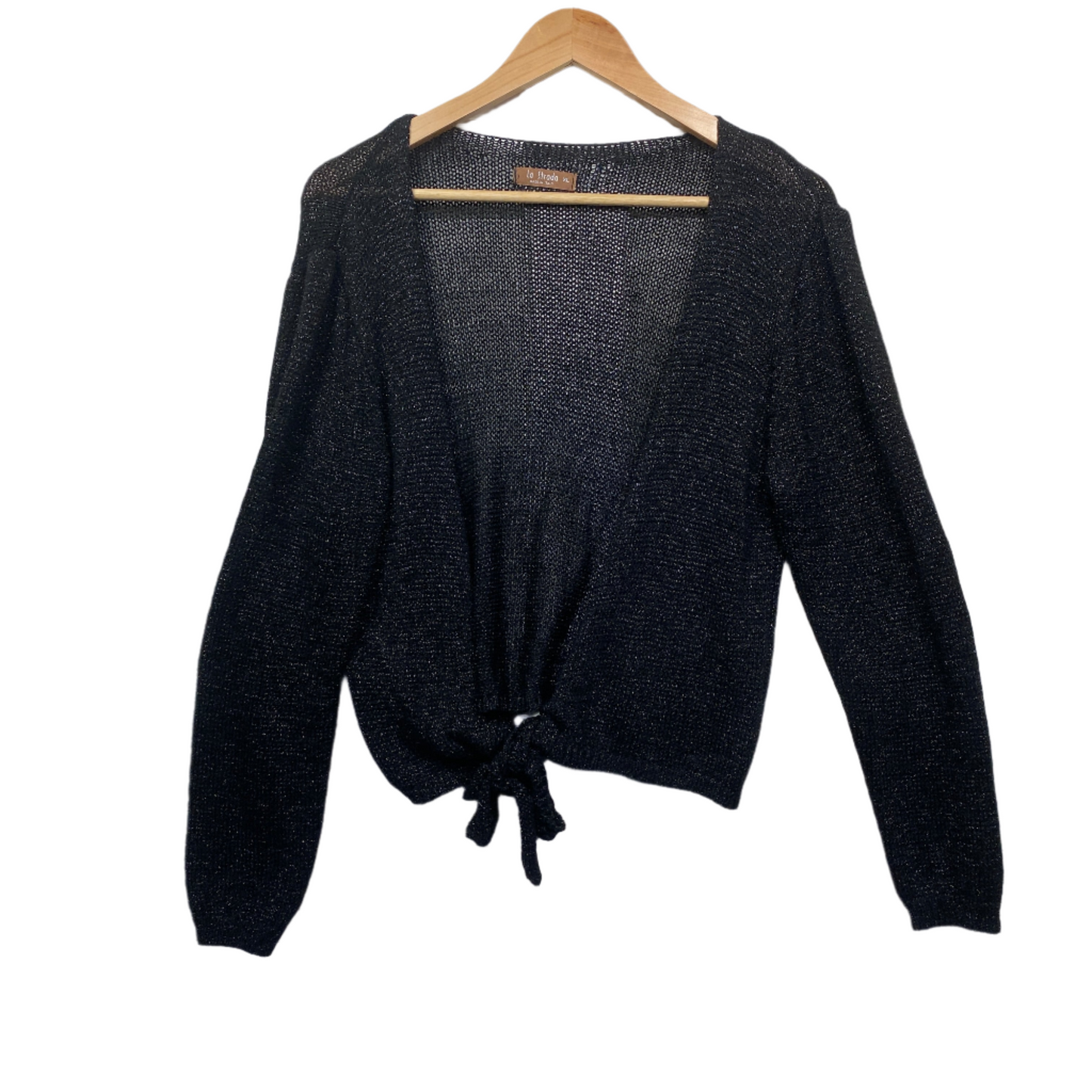 La Strada Cardigan Top Size XL 14 16 Black Made in Italy