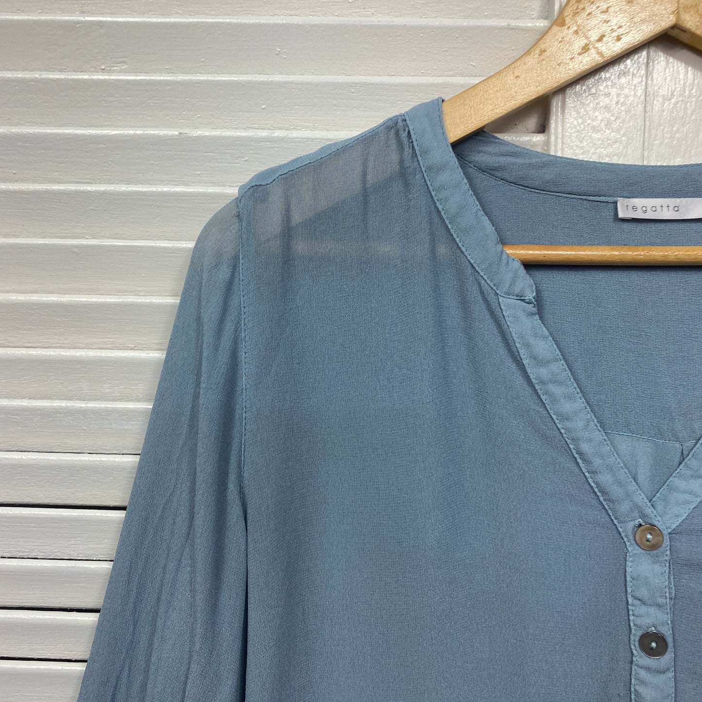 Regatta Top Size 16 Blue Ombre Long Sleeve Slightly Sheer