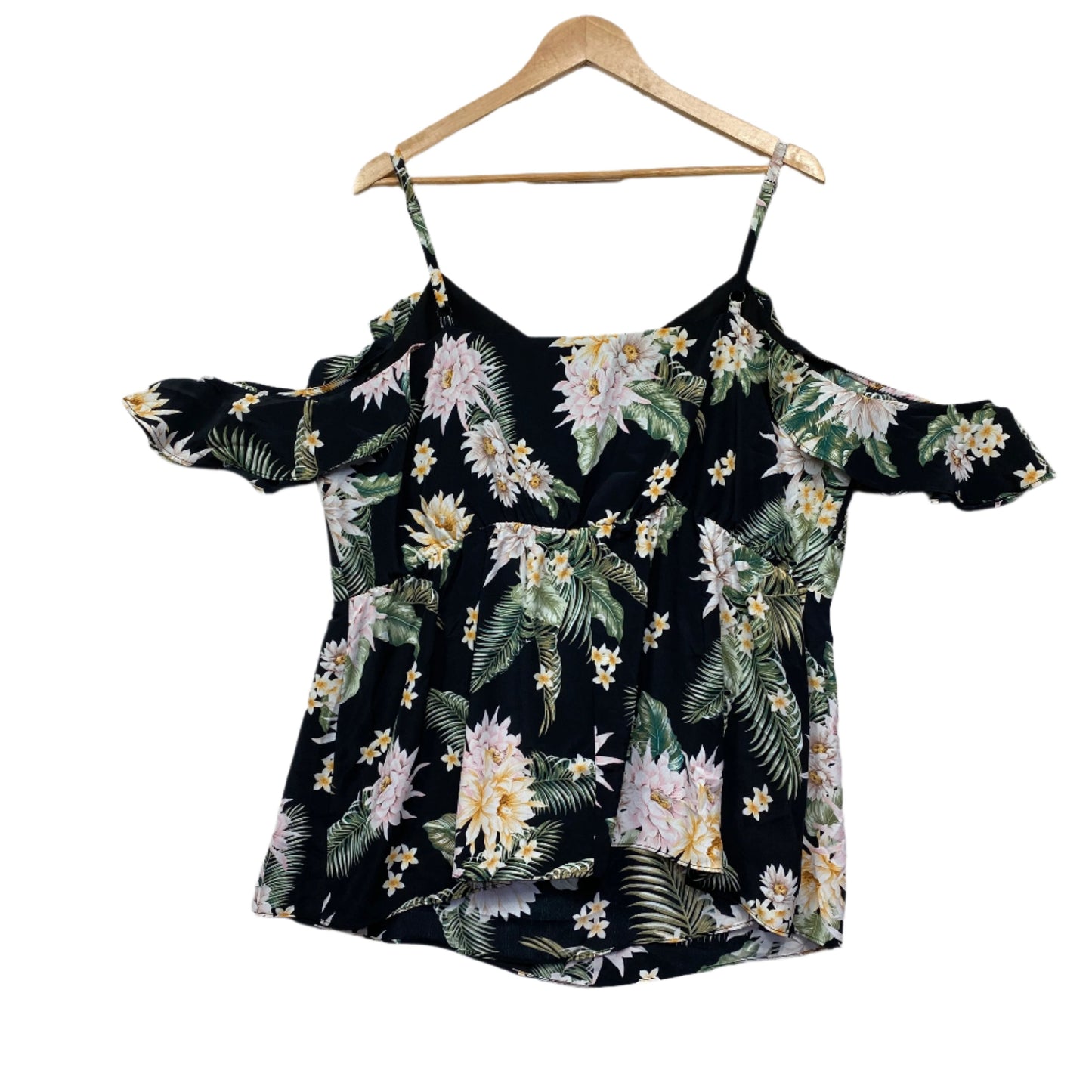 City Chic Tops Size 18 Plus Medium Cold Shoulder Floral