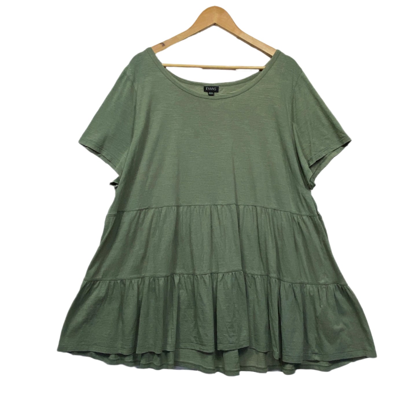 Evans Top Size 22/24 Plus Green Short Sleeve Smock Tunic