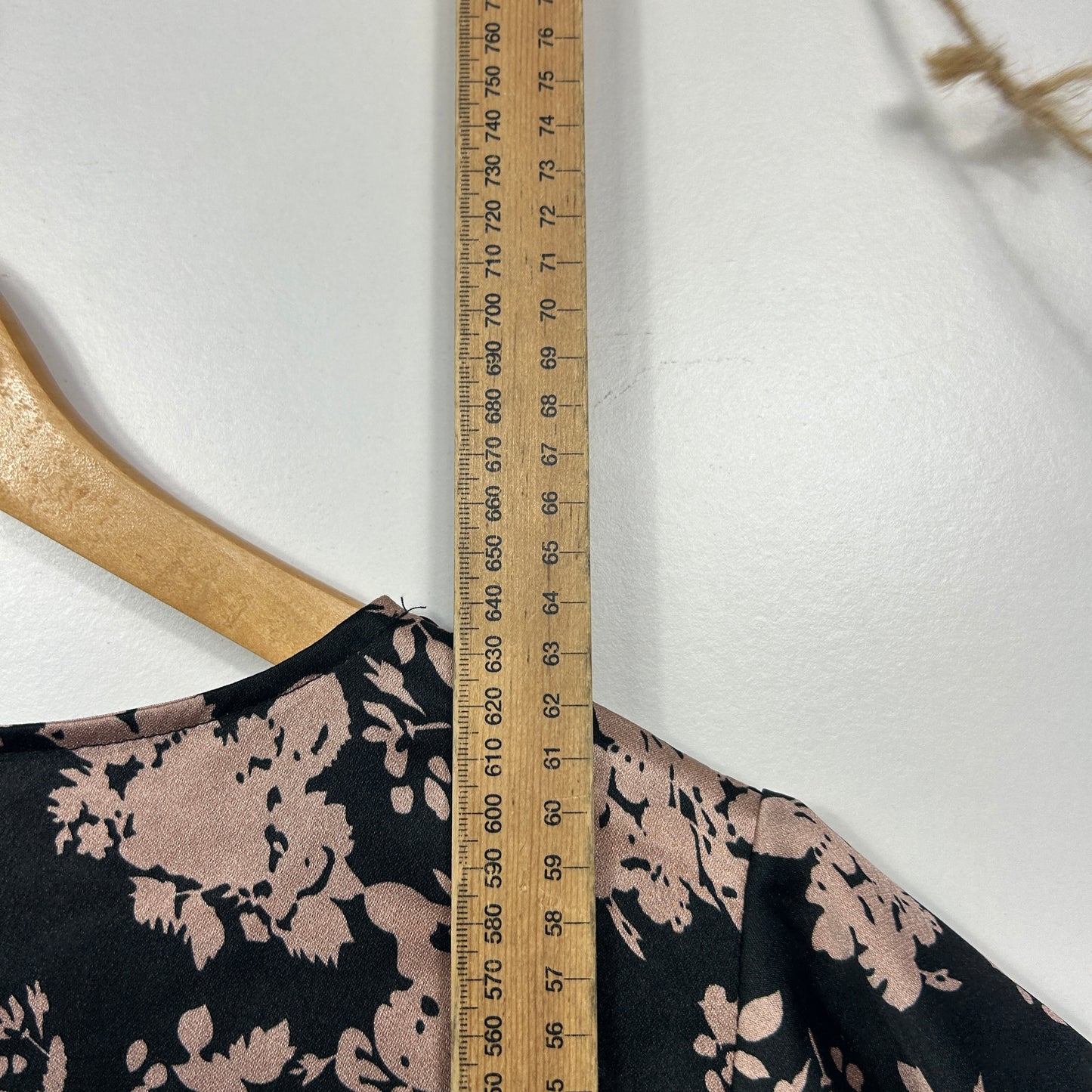 Portmans Black Floral Print Top - Size 14