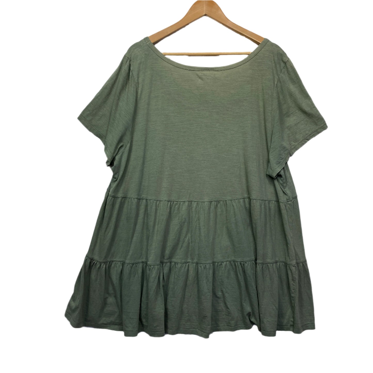 Evans Top Size 22/24 Plus Green Short Sleeve Smock Tunic