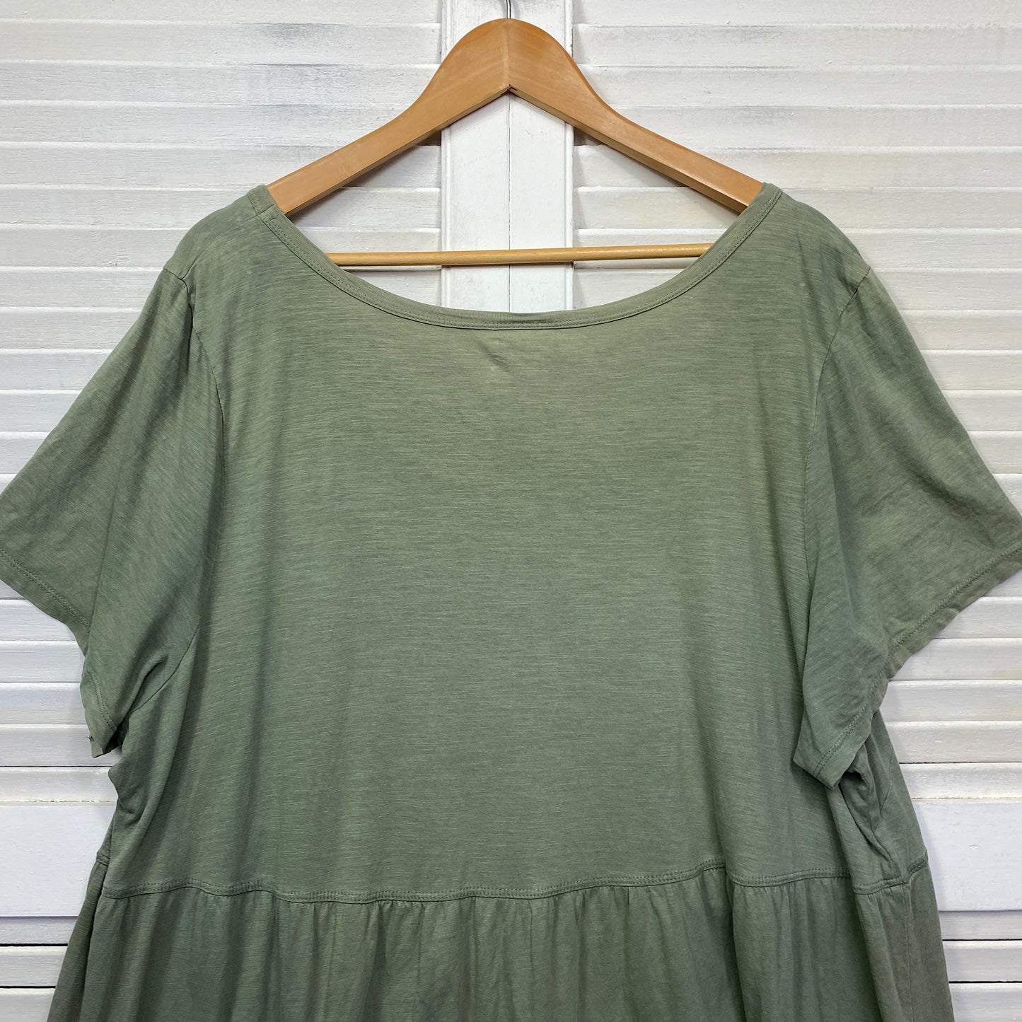 Evans Top Size 22/24 Plus Green Short Sleeve Smock Tunic