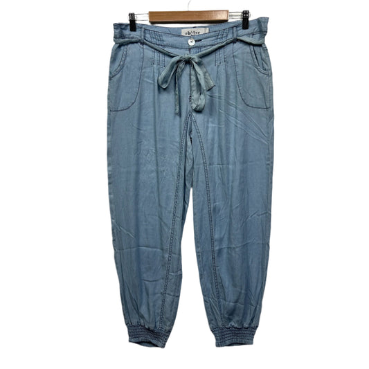 eb & ive Jogger Pants Size Large 14 Blue Ankle Cuff Pockets