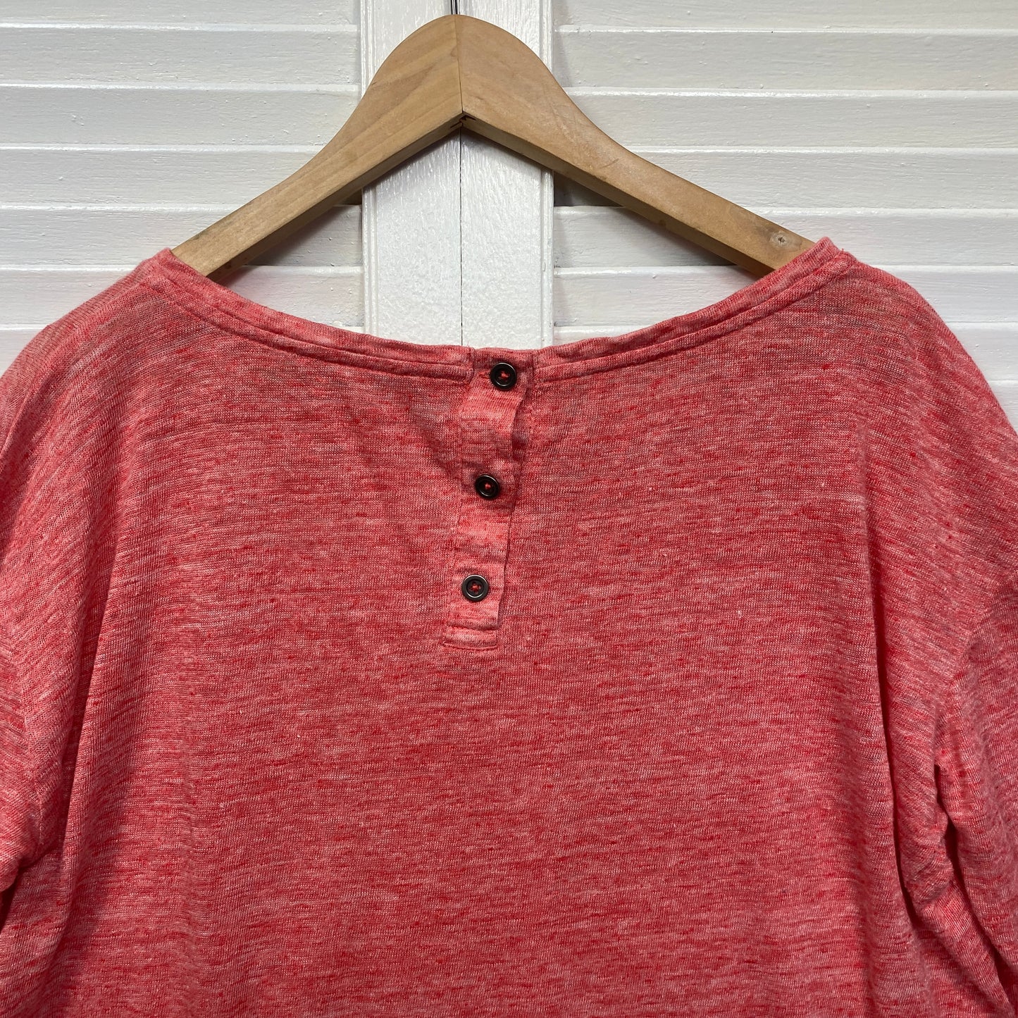 Sportscraft Linen Top Size 14 Large Coral Long Sleeve