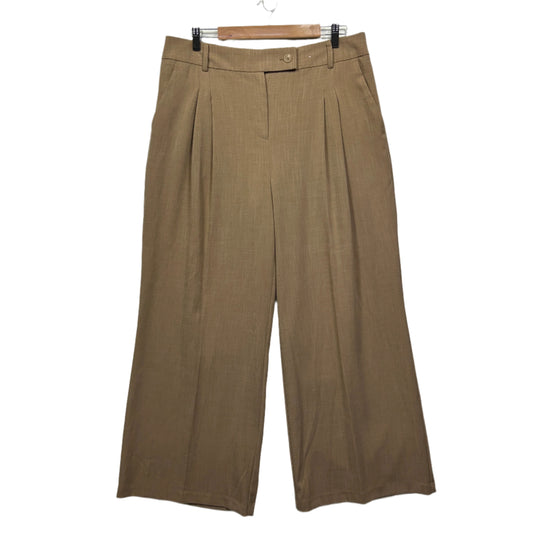 Preview Pants Size 16 Pleated Pockets Beige Wide Leg