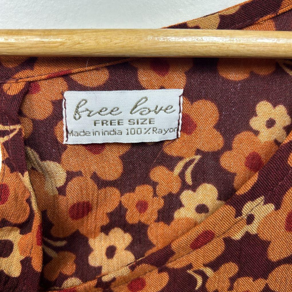 Free Love Tree of Life Brown Floral Top - One Size