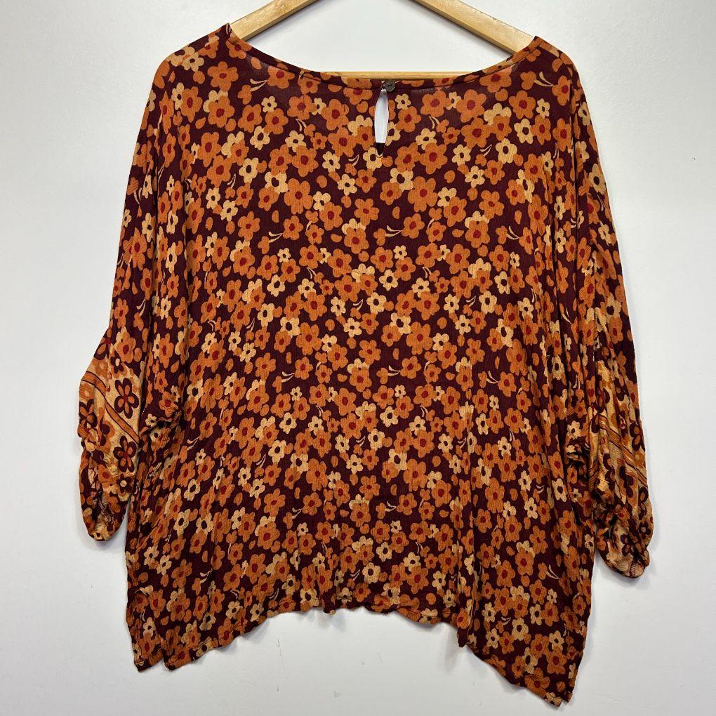Free Love Tree of Life Brown Floral Top - One Size
