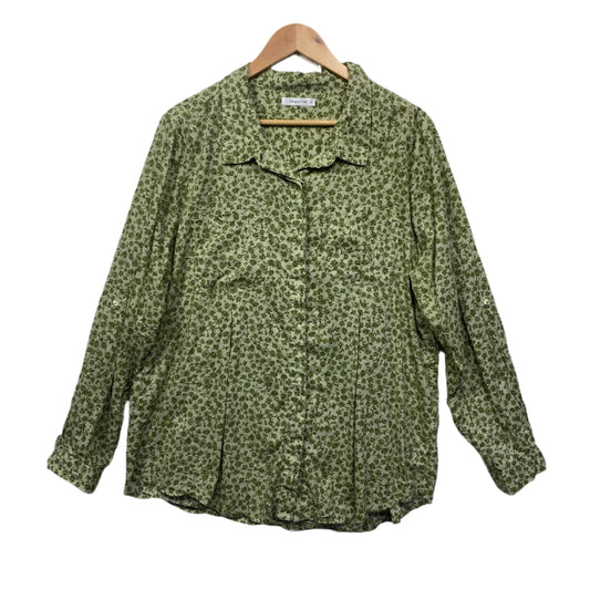 Regatta Top Size 16 Long Sleeve Green Floral Organic Cotton