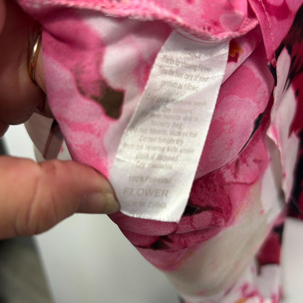 Flower Pink Floral Asymmetric Hem Top - Size 12