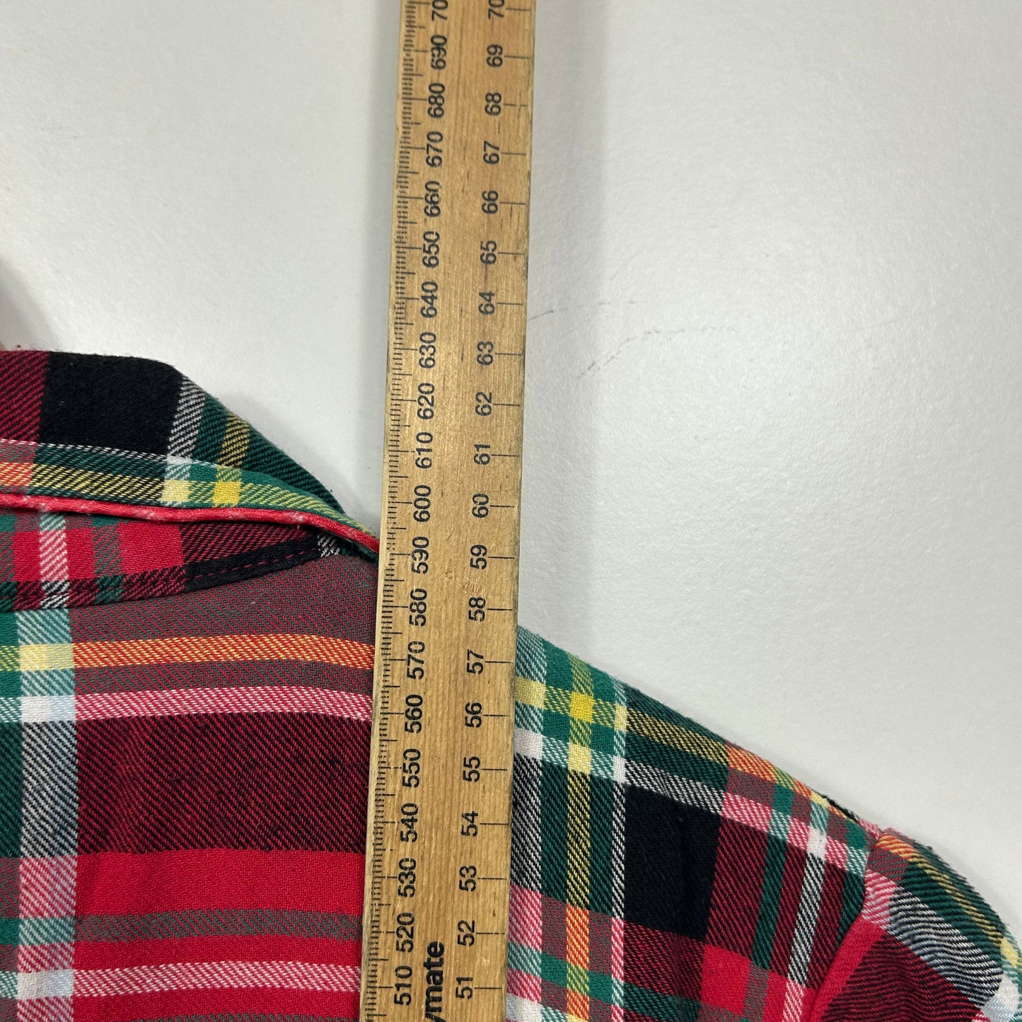 edited Red & Green Plaid Short Sleeve Sleep PJ Shirt - Size 16