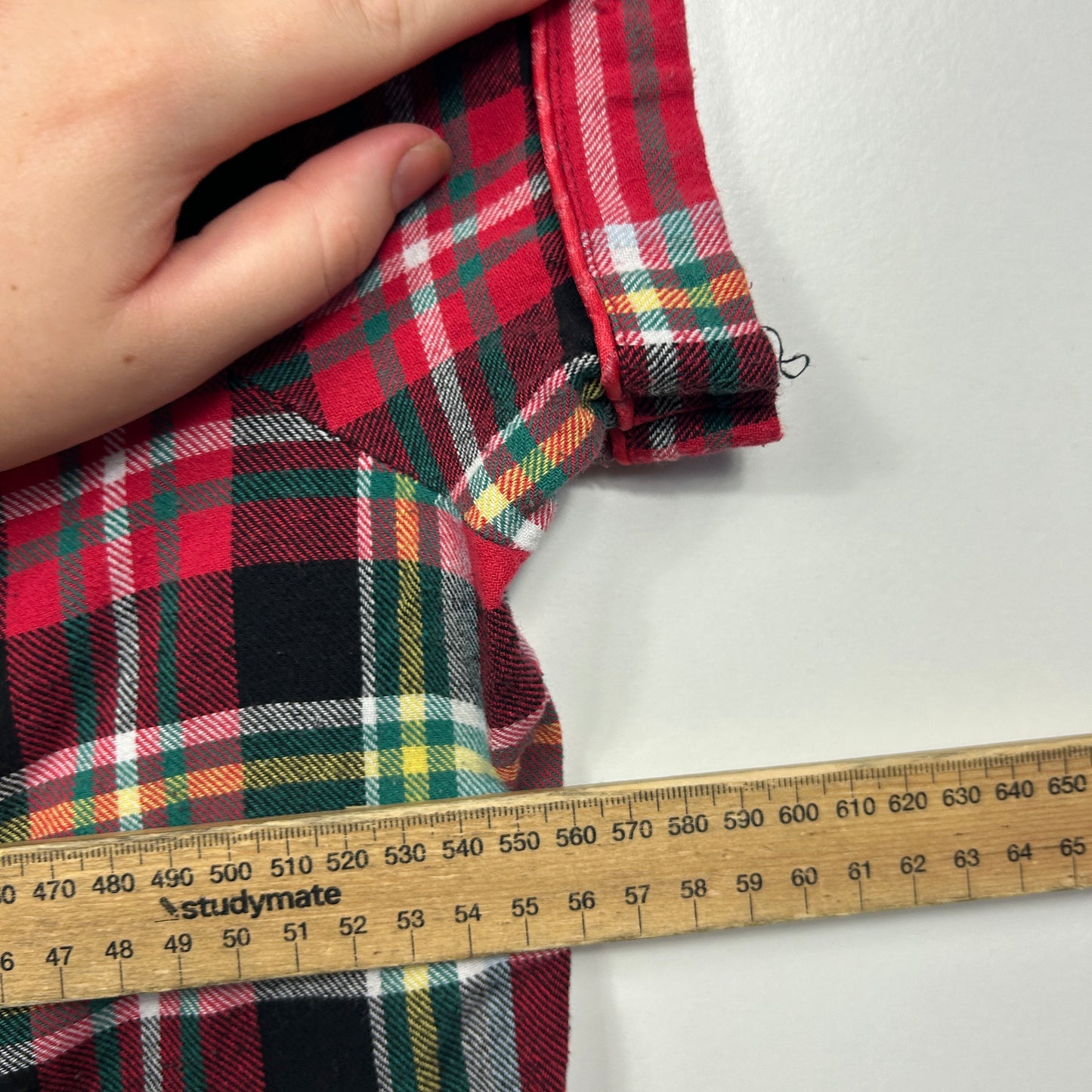 edited Red & Green Plaid Short Sleeve Sleep PJ Shirt - Size 16