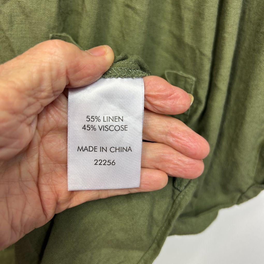Suzanne Grae Linen Khaki Linen Top - Size 18
