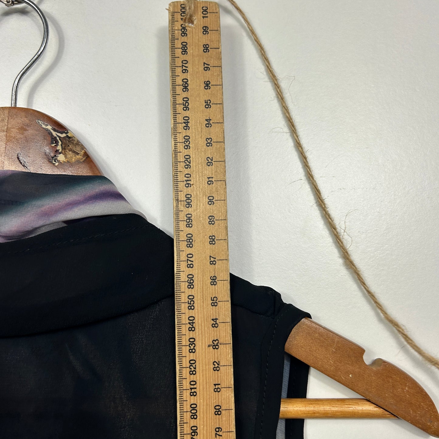 Sleeveless Black Vest with Watercolor Print Overlay Top - Size 14/16