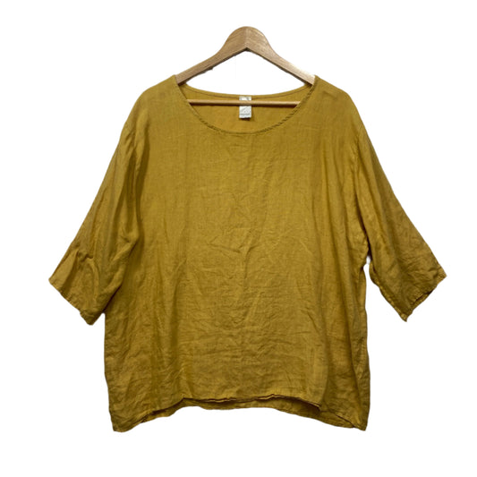 Montaigne Linen Top Size 14 Large Mustard Made in Italy