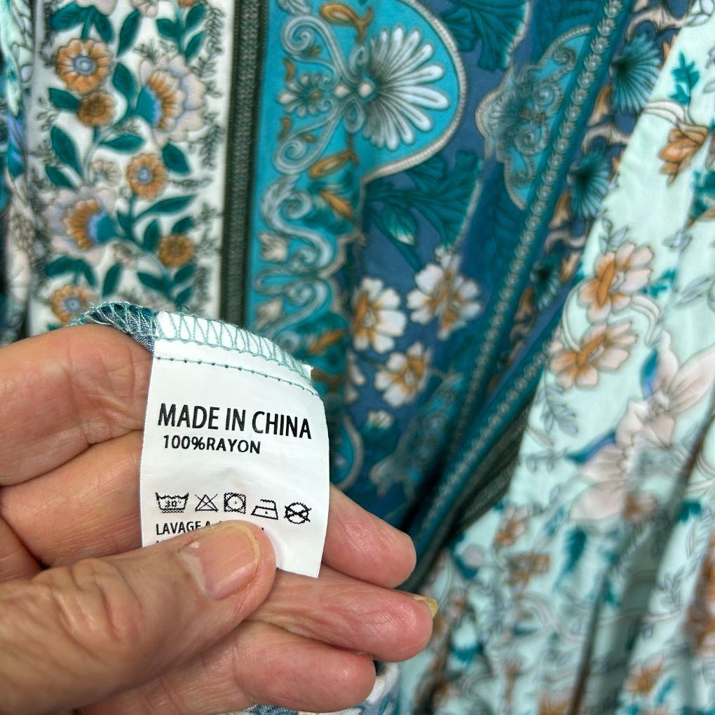 Brown Coco Teal Floral Boho Top - Size 0XL