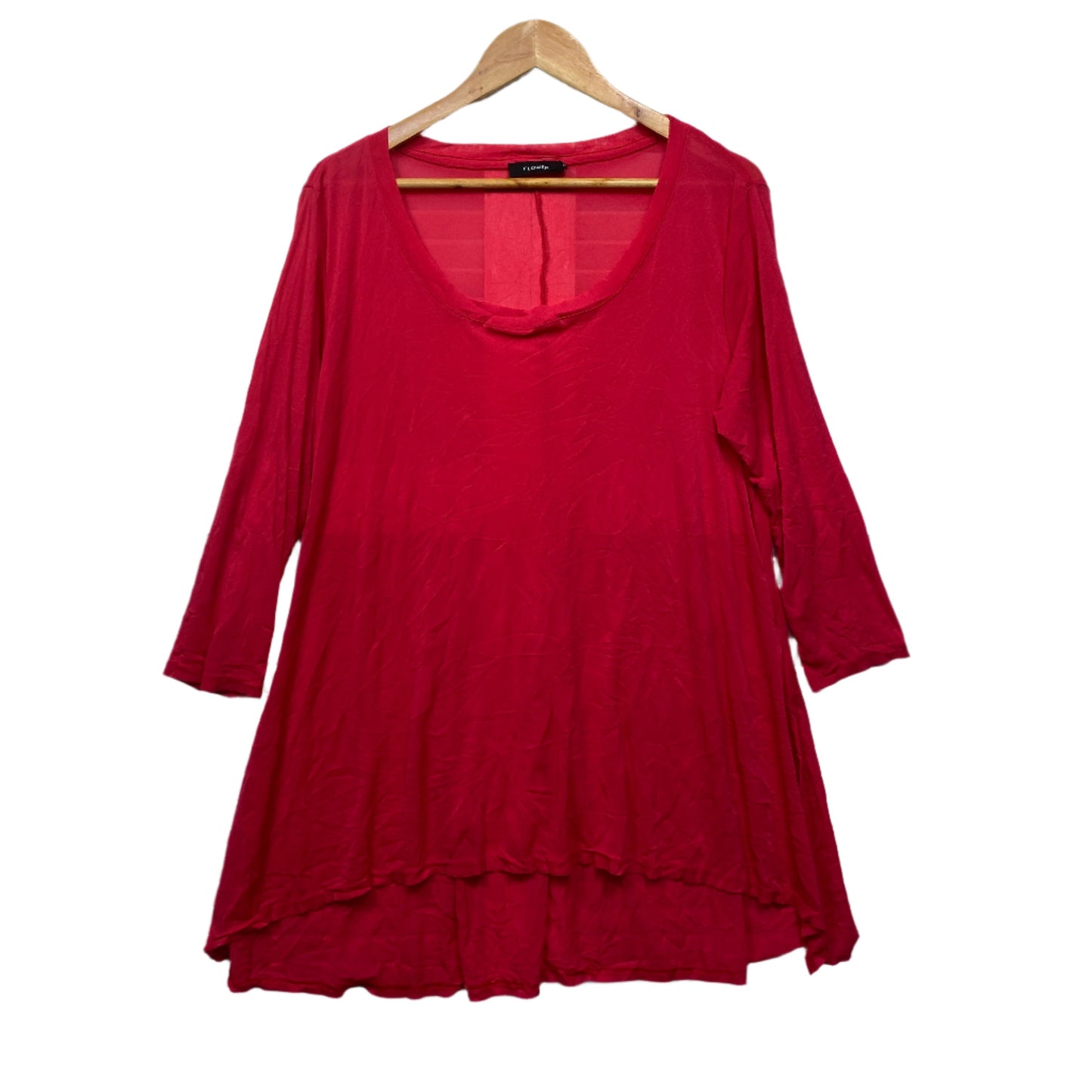 Flower Tunic Top Size 16 Long Sleeve Red Layered