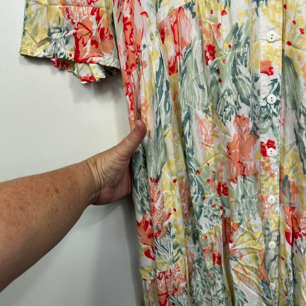 Bee Maddison Cream Floral Dress - Size 16