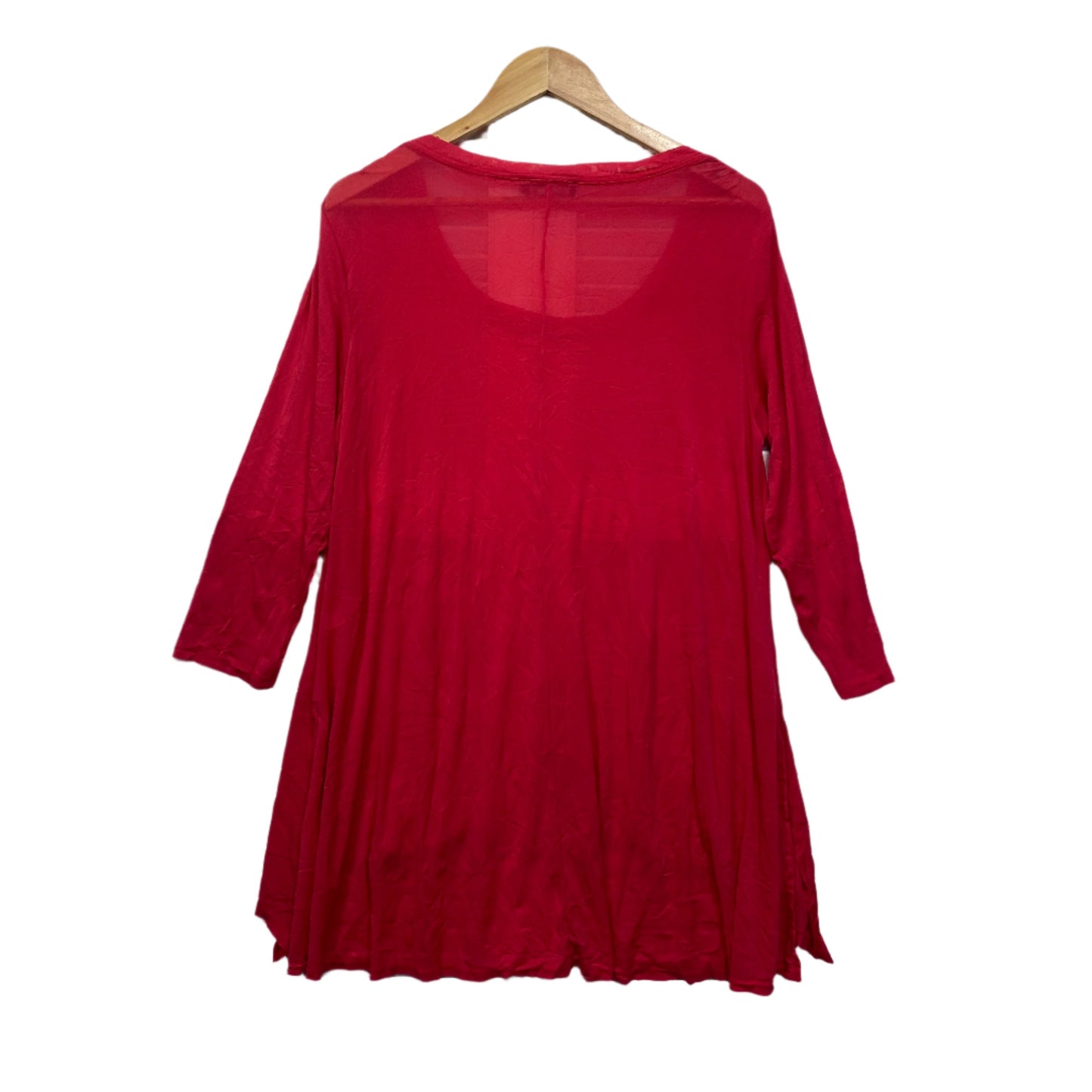 Flower Tunic Top Size 16 Long Sleeve Red Layered