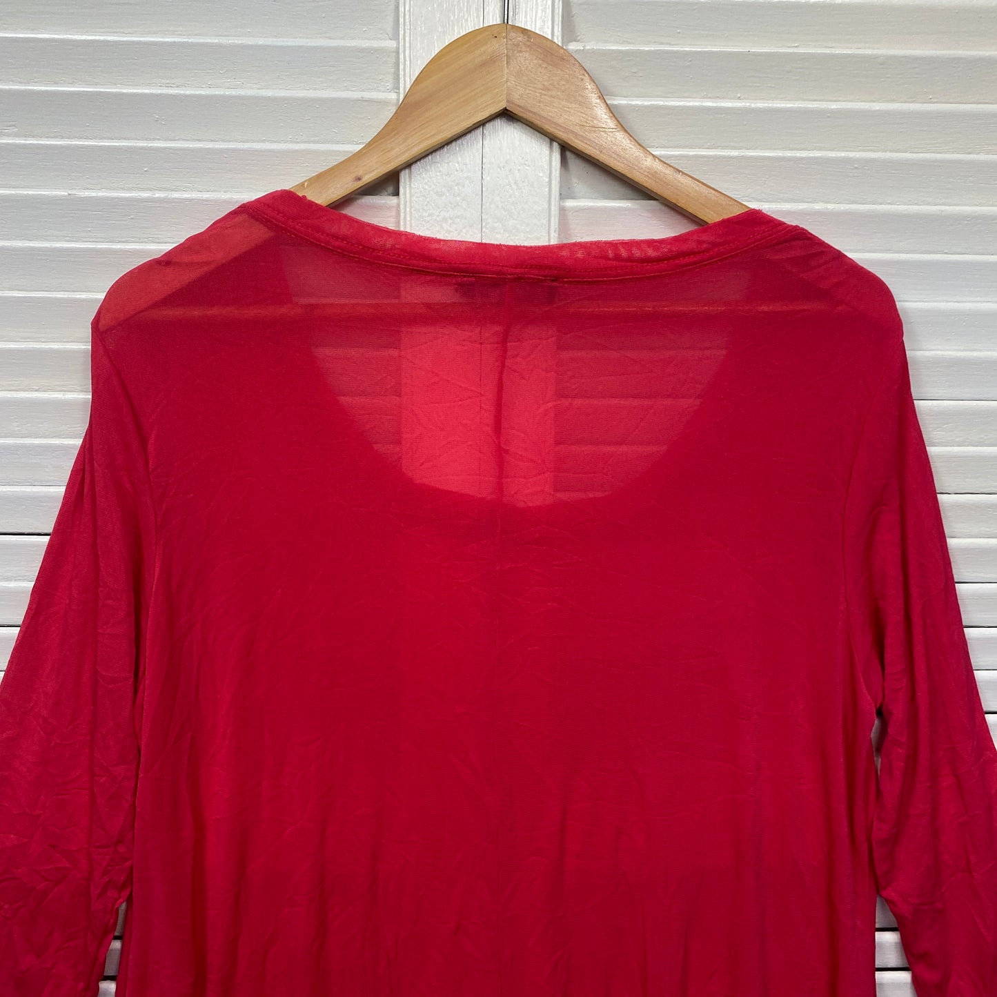 Flower Tunic Top Size 16 Long Sleeve Red Layered