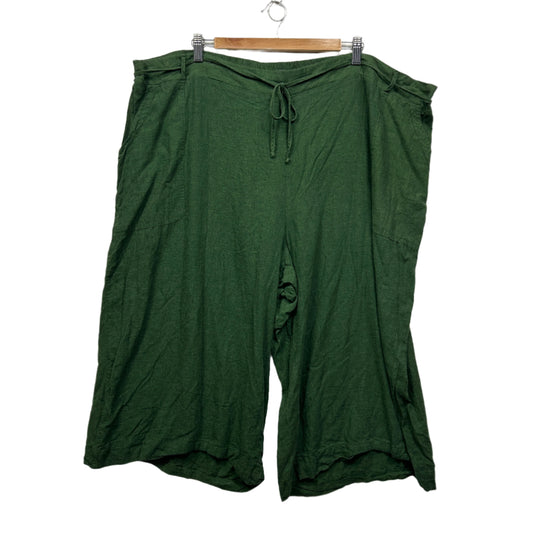 Autograph Linen Cropped Pants Size 28 Green Pockets