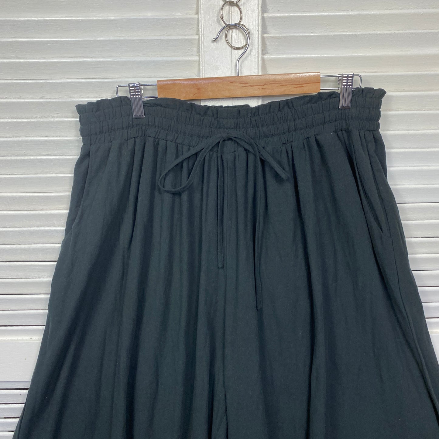 Shein Wide Leg Pants Size 16 18 1XL Black 100% Cotton