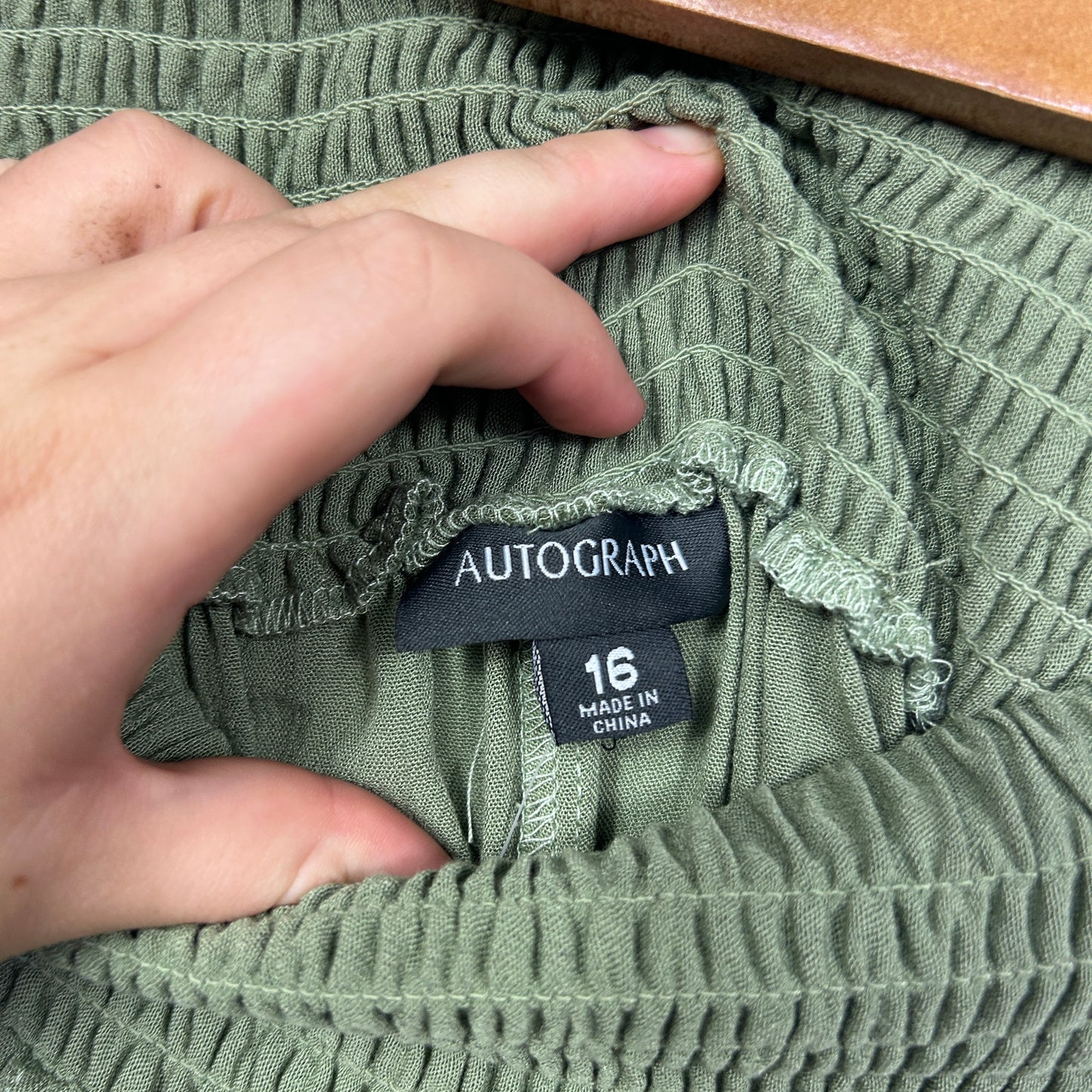 Autograph Olive Green Wide Leg Spilt Leg Pant - Size 16