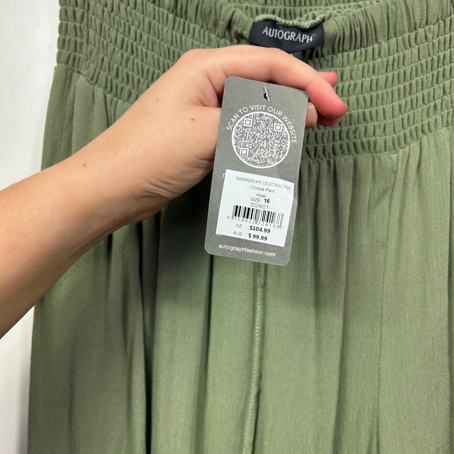 Autograph Olive Green Wide Leg Spilt Leg Pant - Size 16