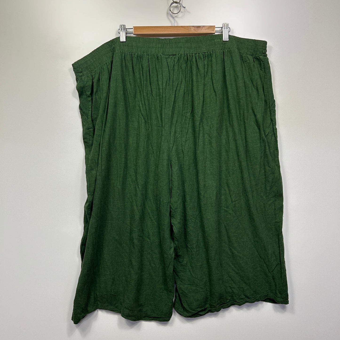 Autograph Linen Cropped Pants Size 28 Green Pockets