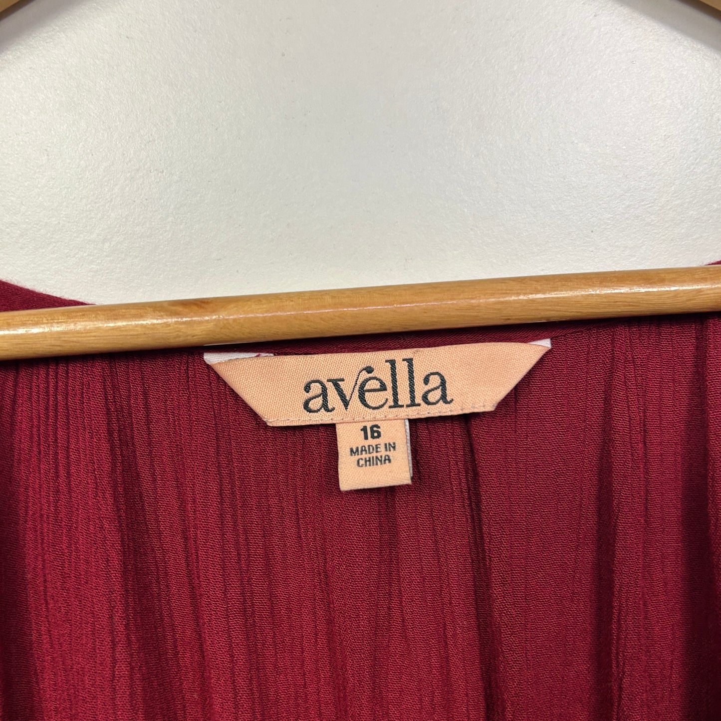 Avella Burgundy Lace Trim Top - Size 16