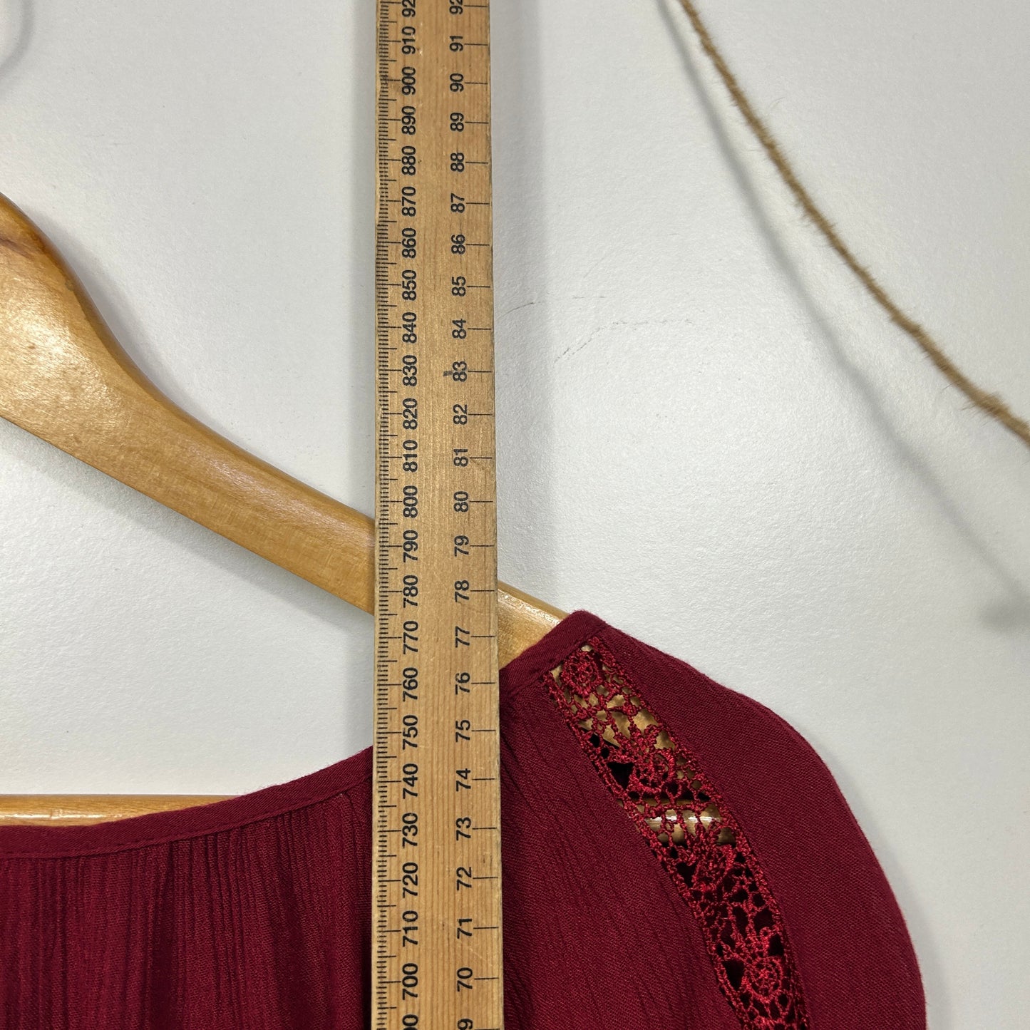 Avella Burgundy Lace Trim Top - Size 16