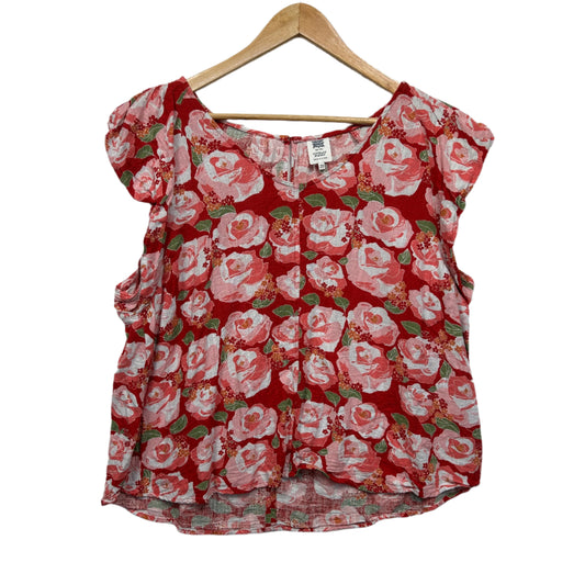 Rivers Linen Blend Top Size 20 Short Sleeve Floral