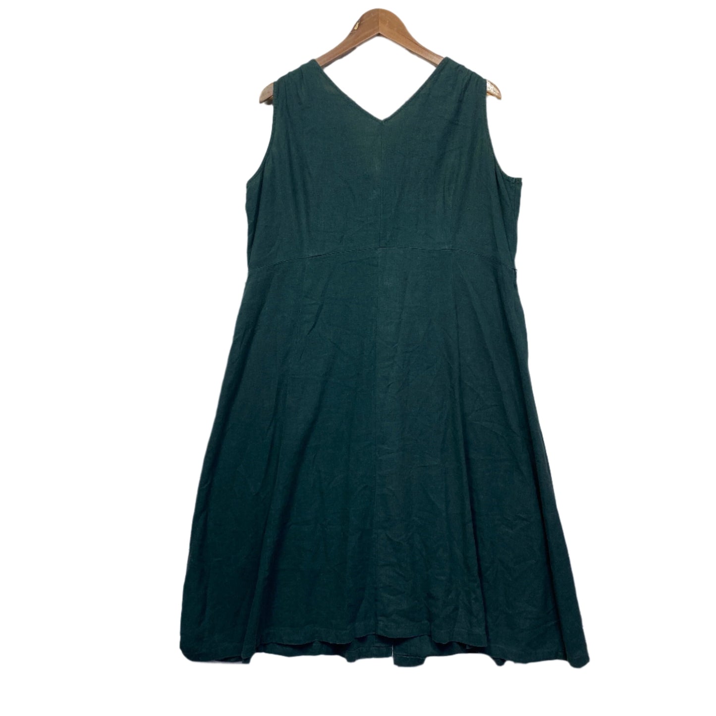 Katies Linen Dress Size 18 Green Sleeveless Midi Length