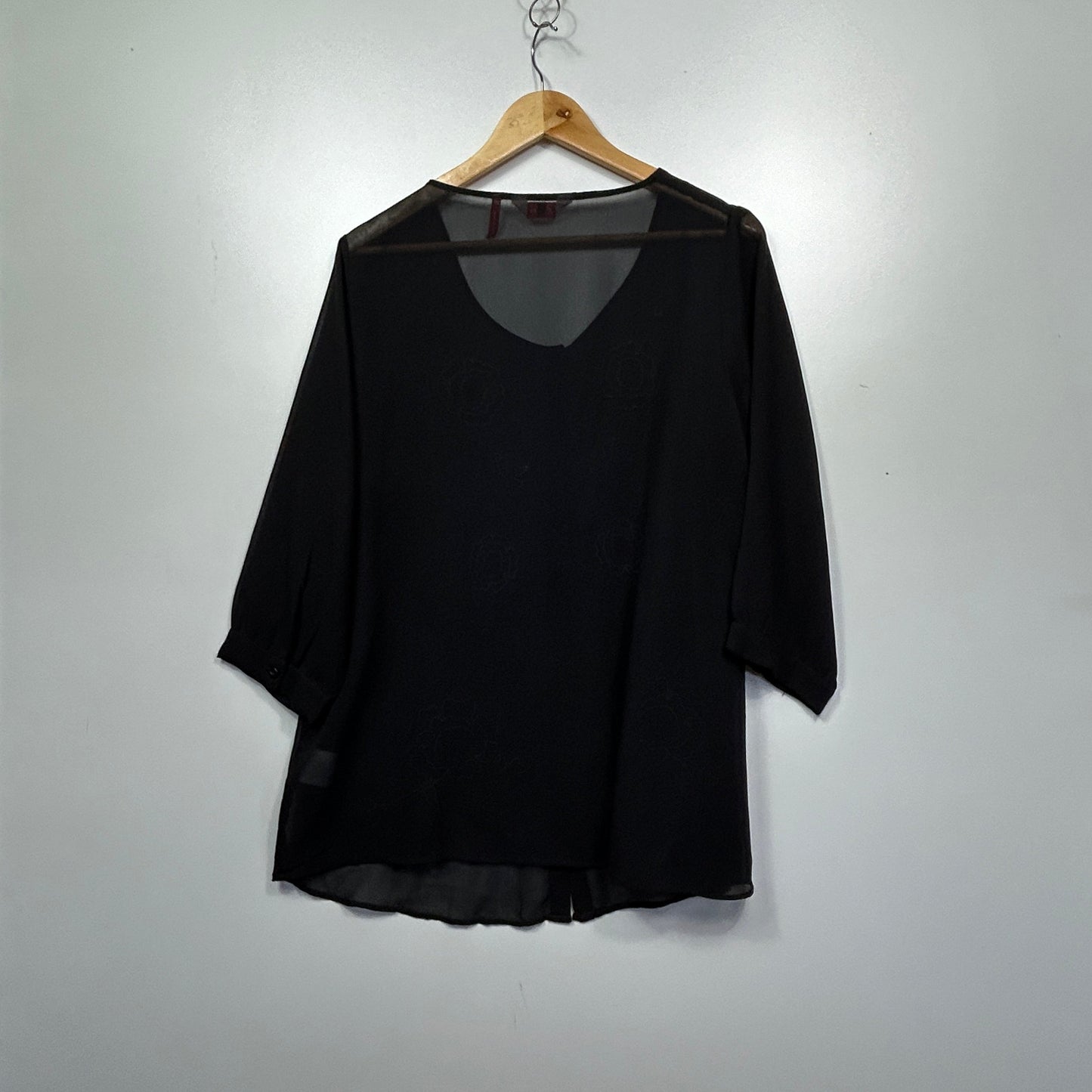 Millers Black Sheer Button up Beaded Top - Size 14