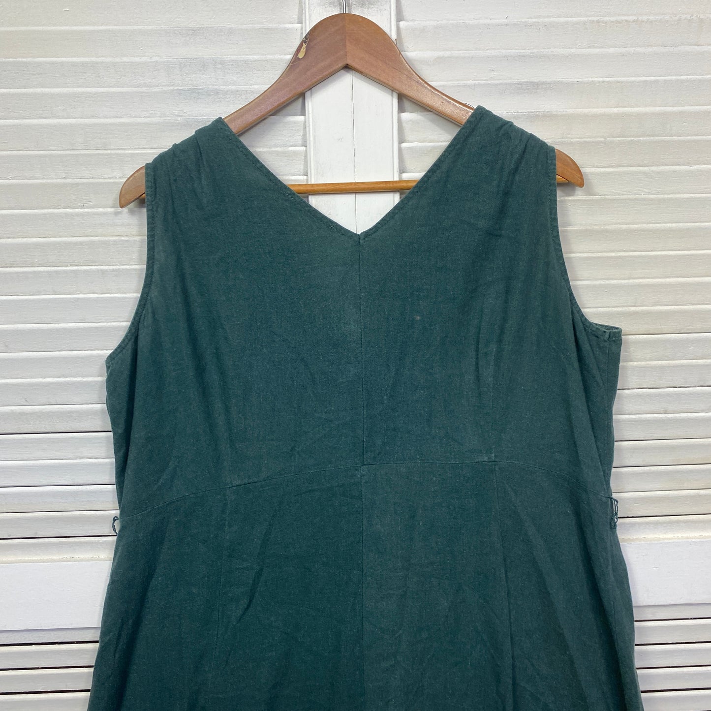 Katies Linen Dress Size 18 Green Sleeveless Midi Length