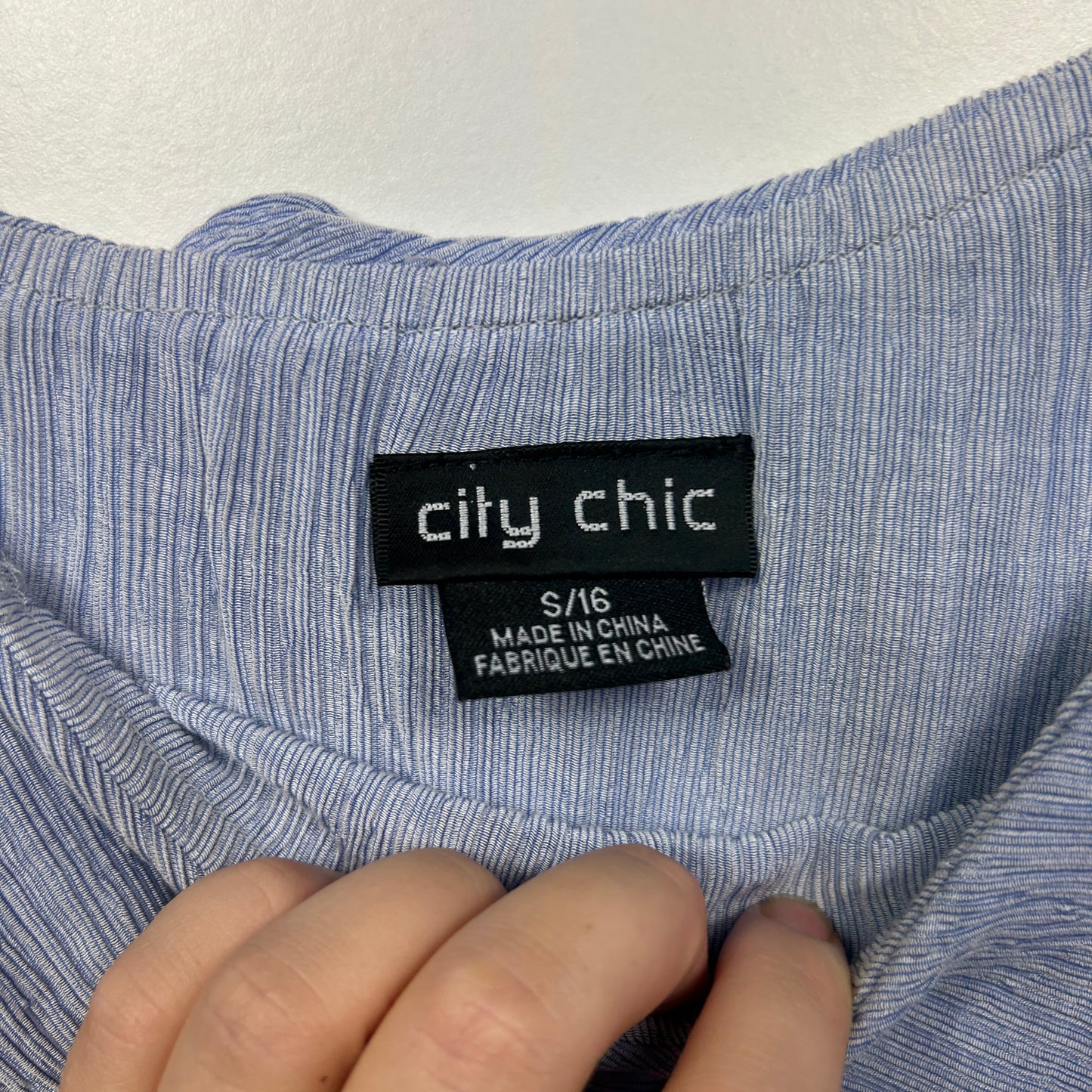 City Chic Blue Off-Shoulder Ruffle Top - Size S/16